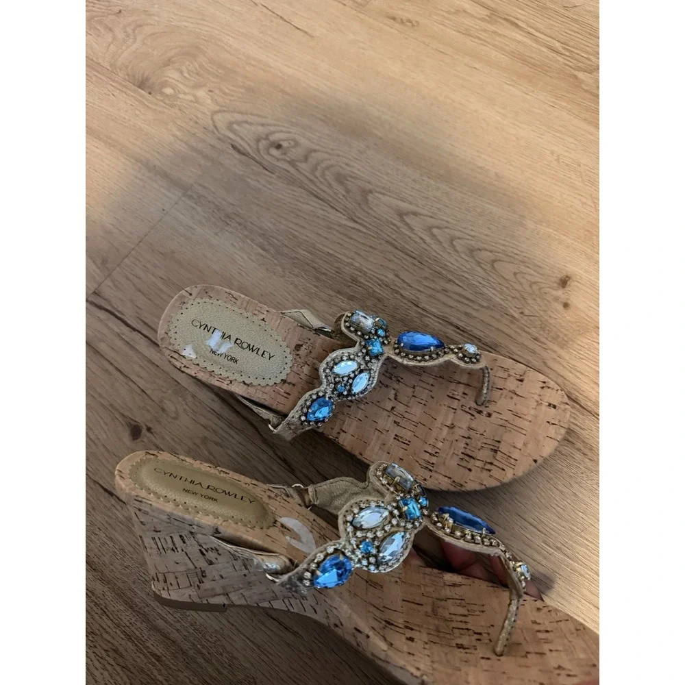 Cynthia Rowley Women's Sandals Size 9.5 Wooden Platform Wedge